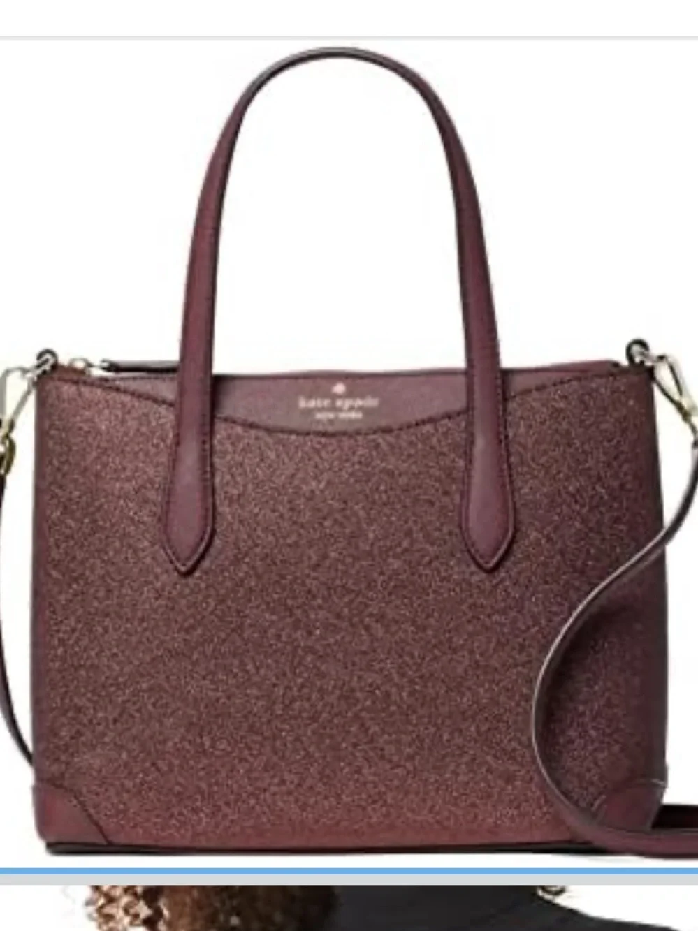Kate Spade NWT Shimmy glitter deep plum medium satchel crossbody